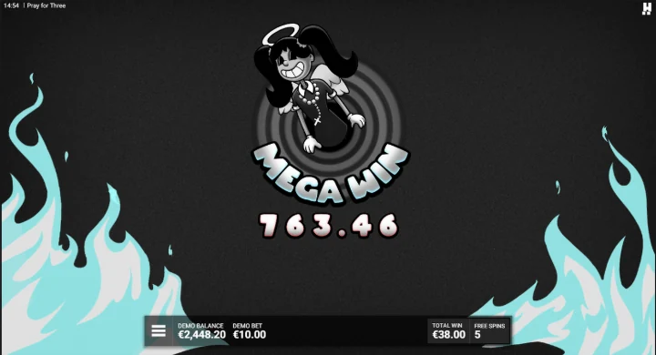 Mega Win, winning number and character in the center